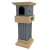 a grey and tan pillar with a mailbox