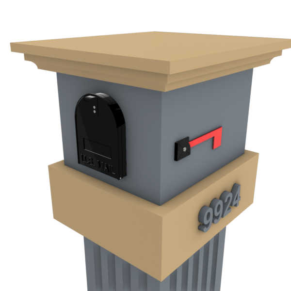 a mailbox made of styrofoam and coated with stucco