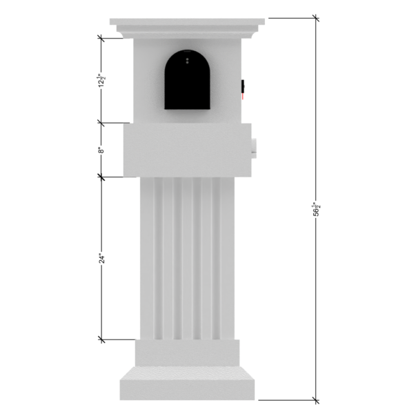a white pillar with a black background