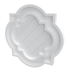 it is a medallion made of Styrofoam and coated with stucco. color white, with synthetic stucco finish.