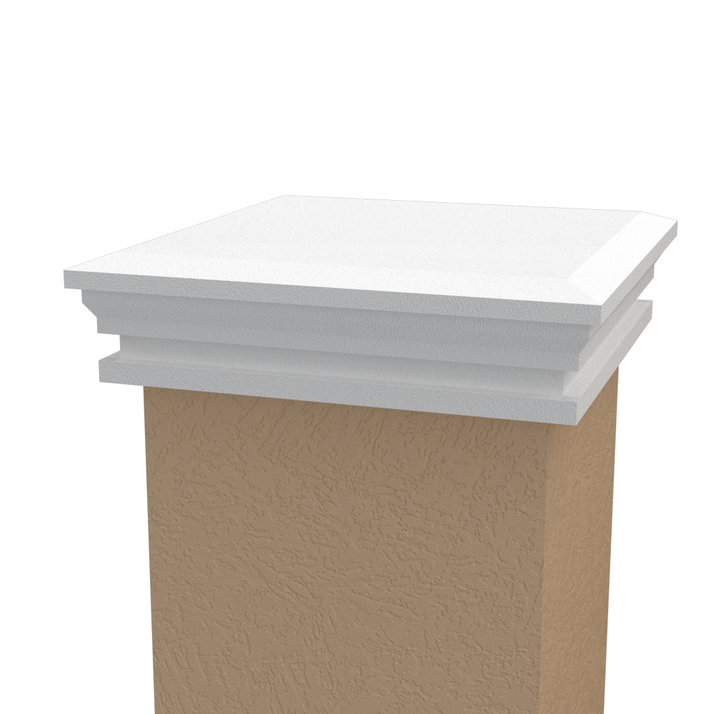 Flat top Column Cap made of styrofoam and coated with stucco