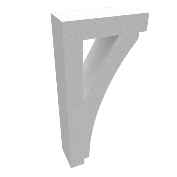 Styrofoam bracket coated with synthetic stucco.