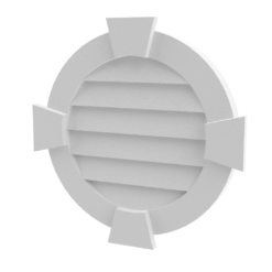 Round louver made of styrofoam and coated with stucco.