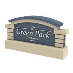 Stucco monument sign made with Styrofoam and coated with stucco