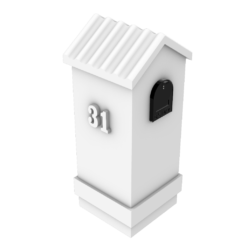 Stucco mailbox with a rustic feel, complementing a traditional-style house